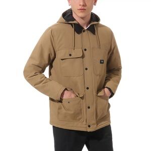 VANS Drill Chore Coat Canvas Twill Utility Jacket Hooded Tan Gray Men’s Small